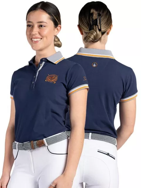 Delzani 'Madison' Ladies Equestrian & Horse Riding Casual Polo Shirt - Navy