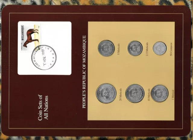 Coin Sets of All Nations Mozambique w/card 1982 & 20,10,1 Meticals 1986 1NOV1991