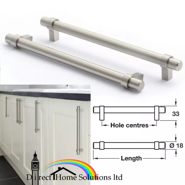 Hafele Pimlico Steel Bar Handle Stainless Steel Effect Kitchen Cabinet Door Knob