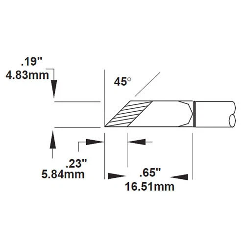 Metcal SMTC-5173 SMTC 500 Series 45 deg./.18in.x.65in. Knife Cartridge