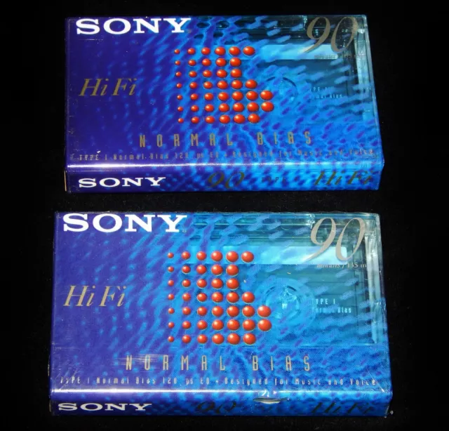 Cassettes vierges neuves, LOT DE 2, SONY HI-FI 90 MINUTES, biais normal, type 1