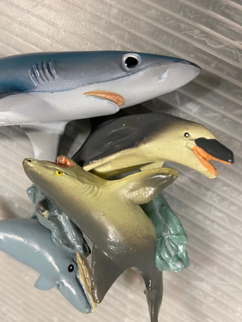 Safari SEA ANIMAL FIGURE LOT/4 White Shark Blue Whale Dolphin 1993 Monterey Bay