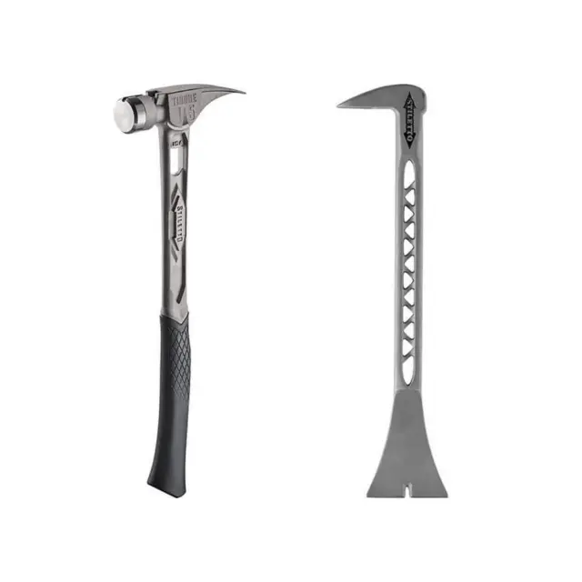 Stiletto Straight Claw Hammer 18" Comfort Grip + Titanium Trimbar (2-Piece)