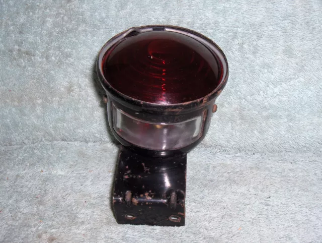 Vintage K - D  No. 34 Tail light housing Red Glass License Light USED RAT ROD