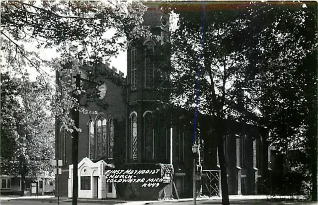 MI, Coldwater, Michigan, RPPC, First Methodist Church, Exterior, Cook No K-449