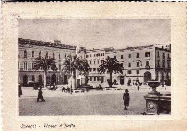 Cartolina Sassari  Citta'  Opaca   Viaggiata  1956 Piazza Italia    Regalo