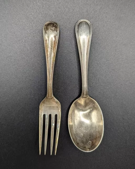 Vintage Birks Sterling Silver Saxon Pattern Baby Spoon and Fork 39.4g Canada 925