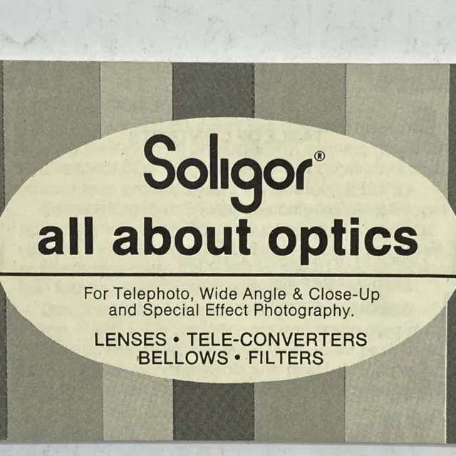 Vintage Soligor Optics Lens Converters Filters Camera Instructions Guidebook Ad
