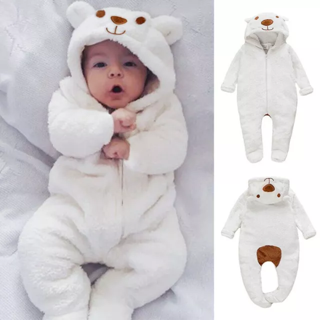 BOY GIRL KIDS Baby Jumpsuit Hooded Romper Winter Outfits Clothes ...