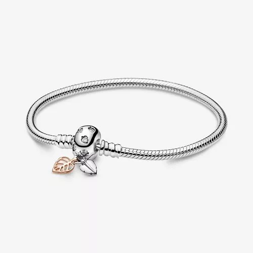 Pandora Flowers Clasp Snake Chain bracelet (42) 7.5 inch/19 cm