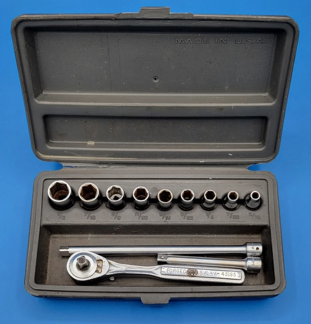 VINTAGE CRAFTSMAN 1/4& Drive Standard SAE Socket Set V and VV Series 12