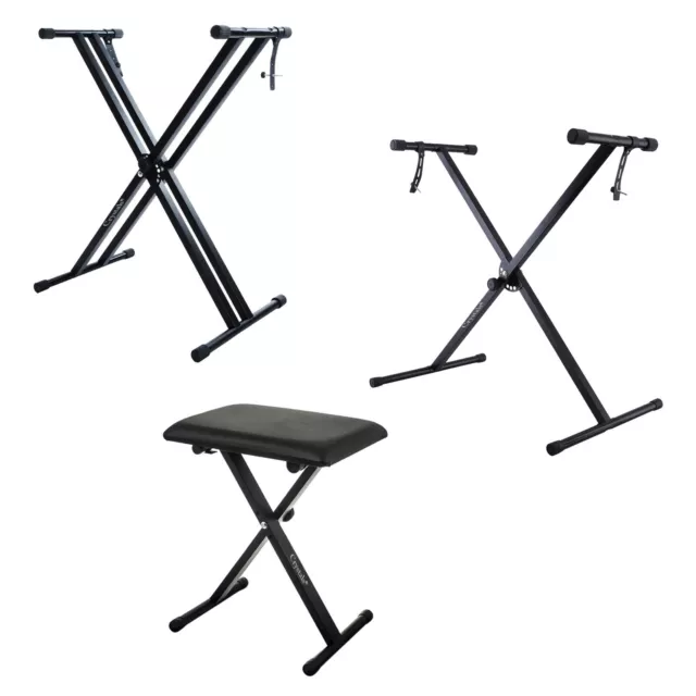 Height Adjustable Double Braced X Frame Music Piano Keyboard Stand with Chair