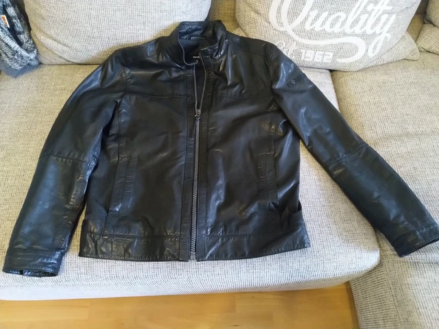 STRELLSON DESIGNER LEDERJACKE Leder Jacke Bikerjacke Biker Herren XL 54 Schwarz