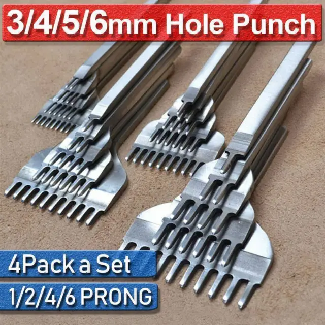 4X 5mm Leder Prong Meißel Locher Punch Tool Stanzen Stitching Handwerk Werkzeug