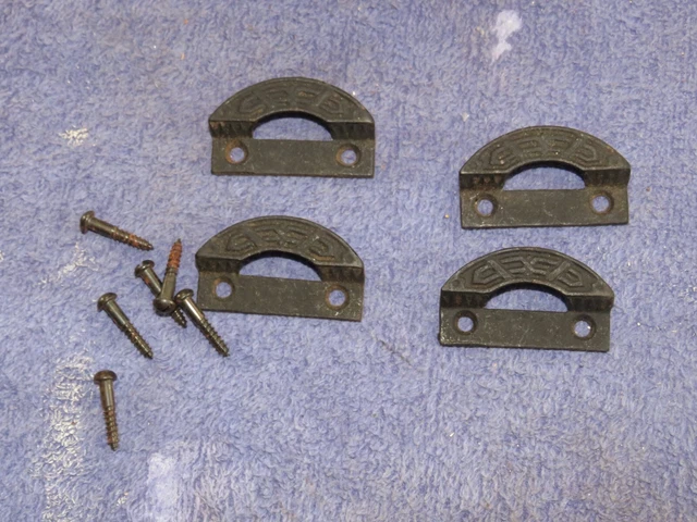 4 Antique ornate Cast Iron Window Lock Keepers, 1 3/4 Inch