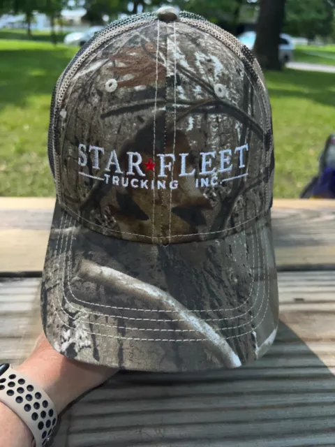 STAR AND FLEET Trucking Inc white on Camouflage Trucker Hat Cap Hook ...