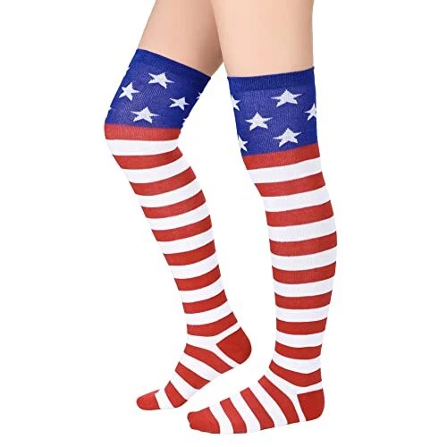 Womens Stripes Thin Tube Socks Thigh High Tights Over Knee Socks Casual Knee