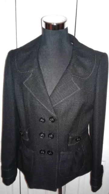 Anne Klein  2 Piece Suit Double Breasted Jacket Blazer Skirt 10 Black