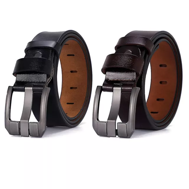 Men Women Real Leather Waist Belt Pin Buckle Wide Waistband Belt 3