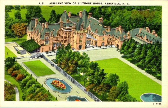 C77-1140, Airplane View Of Biltmore House, Asheville, Nc. Post Card.