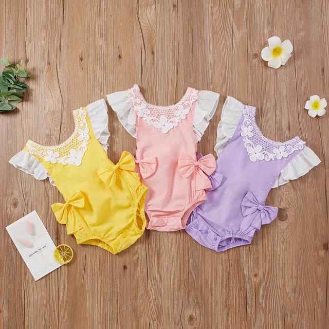 Abiti neonate bambine vestiti romper pizzo body tuta tuta 2