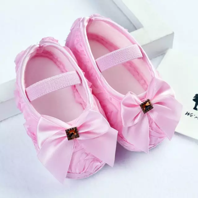 Toddler Baby Girl Bowknot Crib Shoes Newborn Soft Sole Anti-slip Prewalker 0-18M 3