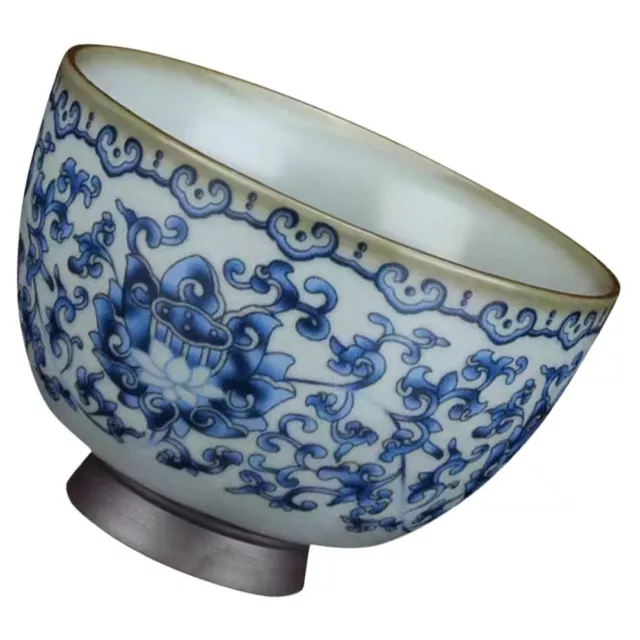Chinese Tea Cup Kung Fu Set Blue White Porcelain Bowl Retro Mug Japanese-QH