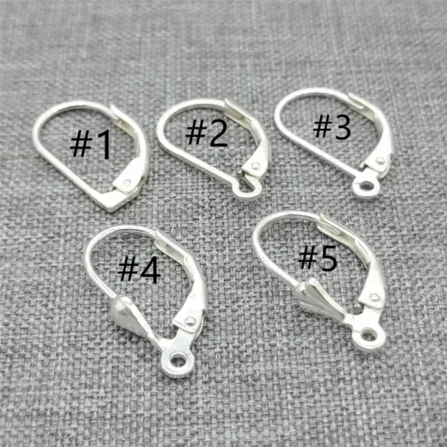 4 Pairs of 925 Sterling Silver Earring Plain Leverback Ear Wire for Earring