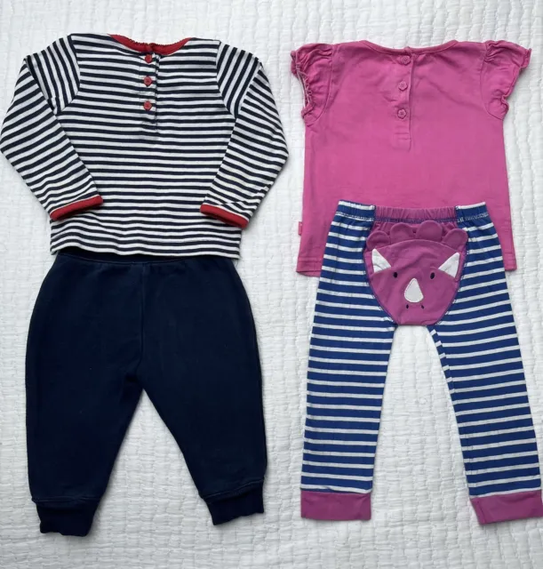 Baby Girl Bundle 12-18 Months Jojo Maman Gap Pink Blue Tops Leggings Joggers