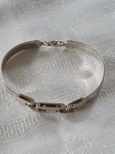 Bracelet ancien articulé moderniste en argent massif 26,4 g