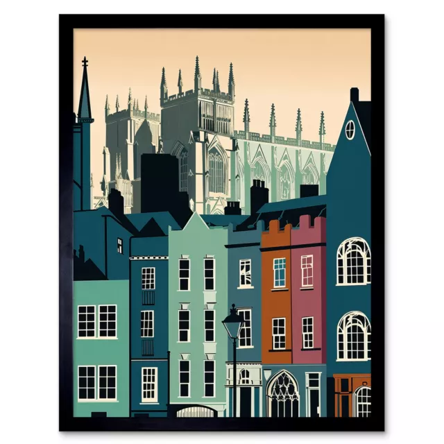 York Minster and Shambles Street Cityscape Framed Wall Art Picture Print 12x16