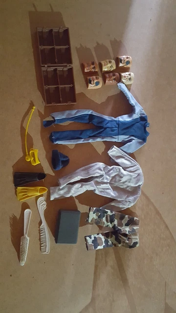 Lot Accessoires Big Jim Mattel Vintage – Plongée, Bateau, Gilet – Sans Emballage