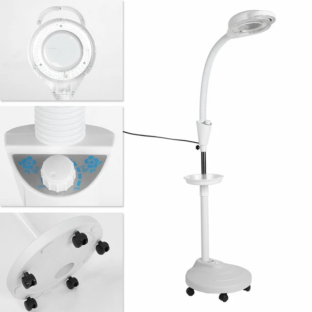 Supporto da pavimento LED ingranditore a luce fredda 8x lampada di ingrandimento tatuaggio salone di bellezza Regno Unito