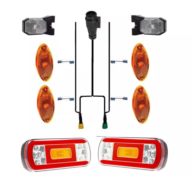 LED Anhängerbeleuchtung Set 7,7m Kabelbaum 13-polig LED Rückleuchten Anhänger