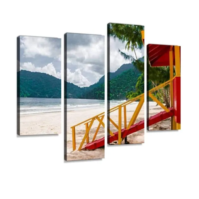 IGOONE 4 Panels Canvas paintings - Maracas beach trinidad and tobago lifeguar...