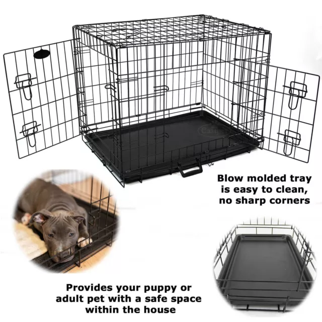 Dog Cage Pet Puppy Metal Training Crate Carrier Black S M L XL XXL sizes Easipet 2