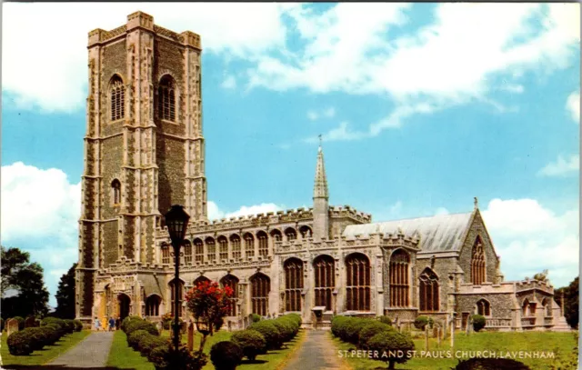 Vintage 1960s Suffolk Carte Postale, St.Peter & St. Pauls Église Lavenam ZZ4