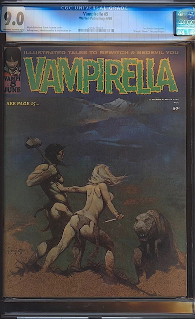 Vampirella #5 CGC 9.0 WHITE Warren 1970 Frazetta Cover