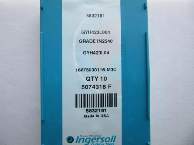 (10) Inserts en carbure solide Ingersoll GYH423L004 IN2540 GYH423L04 NEUF !! Livraison gratuite 2