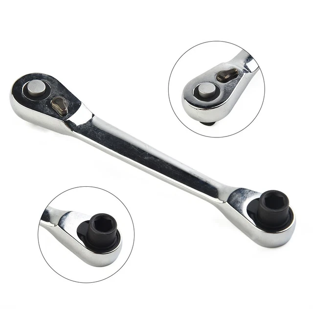 1x Double Tête Carré Cliquet Douille Clé 72-Tooth Mèche Tournevis Tools