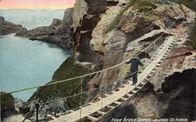 Rope Bridge Carrick-A-Rede Co. Antrim Postcard 1916