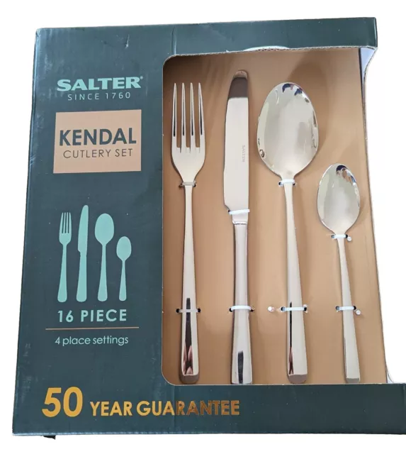 Salter Kendal 16 Piece Cutlery Set 4 People Stainless Steel Dishwasher Safe BNIB