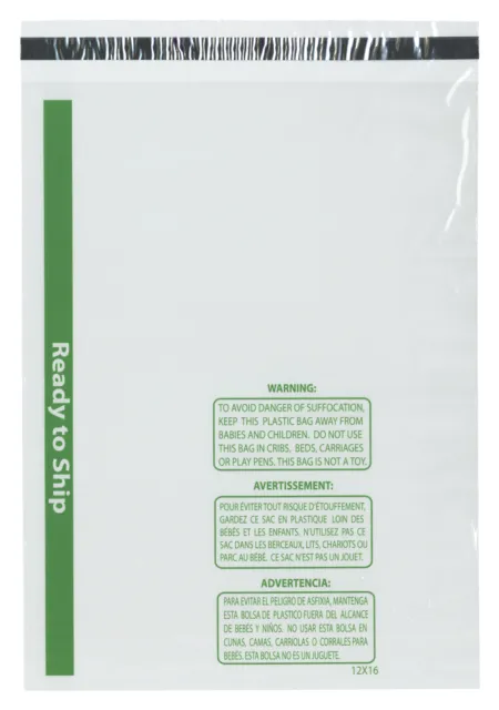 Plymor Ready to Ship 1.5 Mil Wicketed Poly Bags, 12" x 16" (Pack of 500)