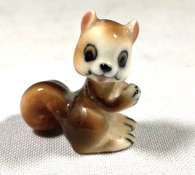 Vintage Squirrel Mini Figurine Brown White Ceramic Porcelain Critter Collection
