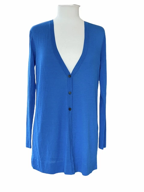 J Jill Womens XS Cardigan Cotton Blend  Blue Long Sleeved V Neck Botton Front