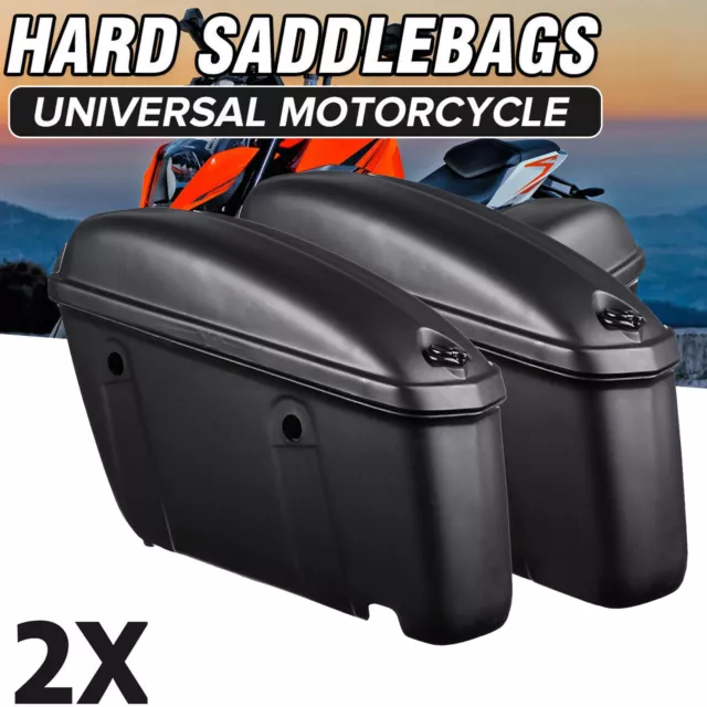 22L Pair Universal Motorcycle Hard Trunk Saddlebags Saddle Bags Side Box Rear