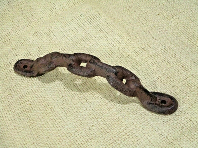2 Large Cast Iron Antique style CHAIN Barn Handle, Gate Pull, Shed Door Handles 3
