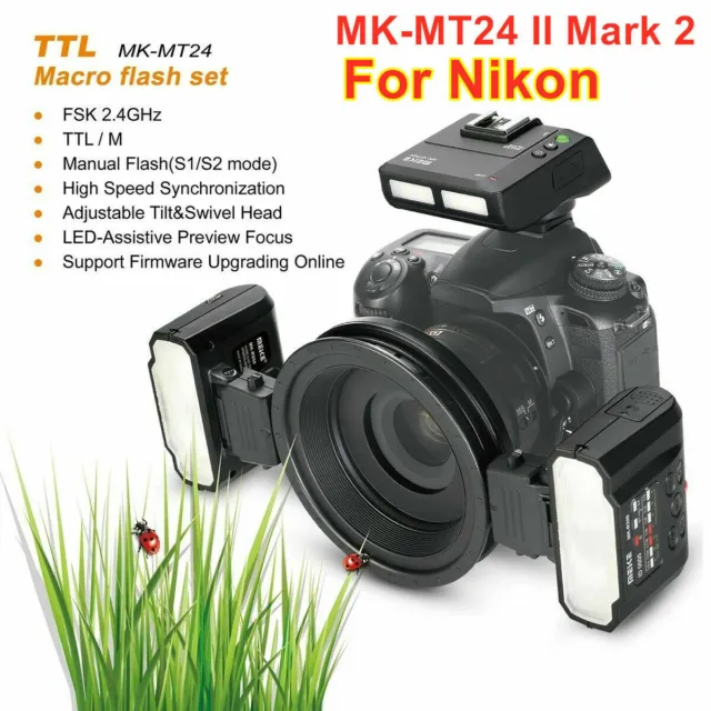 Meike MK-MT24 II Mark 2 Macro Twin Flash Light Speedlite For Nikon D3100 D3200