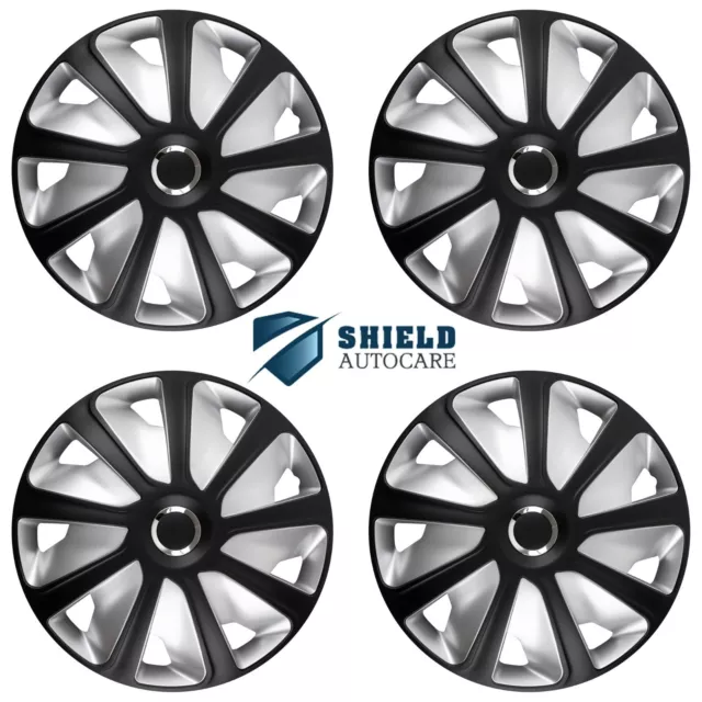 Wheel Trims 15" Hub Caps Craft RC Van Plastic Covers Set 4 Black Silver Fit R15