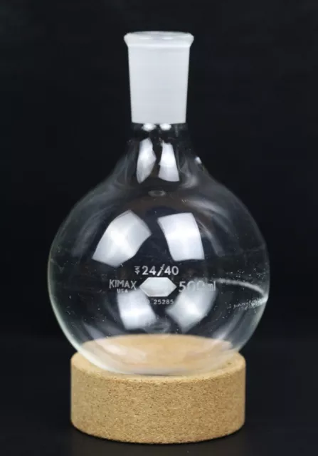 Kimax Glass 500mL Round Bottom Boiling  Bottom  Flask No. 25285,   24/40 Joint